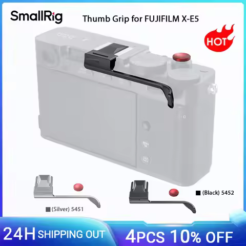 SmallRig X-E5 Thumb Grip for FUJIFILM X-E5, Silver/Black w Shutter Release Button Silicone Pads Enha