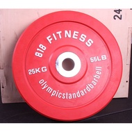Lelong Bumper Plates 25KG 55LB Olympic Weight Plate 5cm Rubber Gym Weights Crossfit