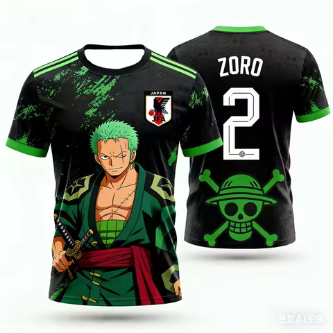 2026 Japan One Piece Luffy Football Jersey T-shirt Kids Football Special Jersey Kit Adult Men's Quic