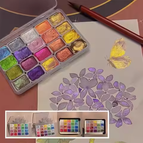 20 Colors Watercolor Painting Pigments Set Shine Flowers Decor Pearlescent Glitter Watercolor Paints
