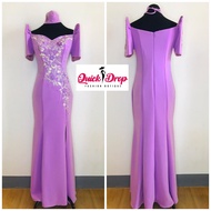 Filipiniana neoprene long gown for sponsors/occasion traditional modern with lace made of Neoprene C