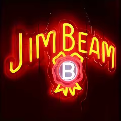 Jim Beam Whiskey LED Neon Sign - Vibrant Artwork for Wall Decor,Ideal for Man Caves,Shops, Clubs, Ho