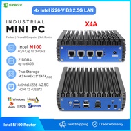 Fanless Industrial PC Intel N100 J4125  Router 2.5G 4*lntel i226 HDMI 2 OPNsense Firewall VPN Router