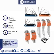 L Key Set Ball, BINTANG, Hexagonal Long Torx Key Wrench Set Hex Key