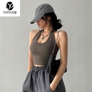 Fast Shipping Hot Girl Solid Color Slimmer Look Sexy High-Elastic Tight-Fitting Halter Neck Halter Tube Top Short Cro