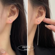 S999 Pure Silver Threader Earrings Long Tassel Dangle Earring Hypoallergenic for Sensitive Ears Kore