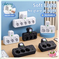 CHERRY EU Plug Outlet, Universal Wall Mounted Wall Power Socket, Durable 4 Plugs Type-C Ports Outlet