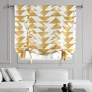 HPD Half Price Drapes Tie-Up Window Shade 46 X 63 Inch Triad Printed Cotton PRTW-TUD35-63 (1 Panel), Triad Gold