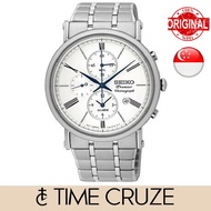 [Time Cruze] Seiko SNAF73 Premier Chronograph Alarm Quartz Stainless Steel White Dial Men Watch SNAF73P1 SNAF73P