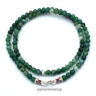 Stone Necklace - Green agate สร้อยคอหิน อาเกตสีเขียว ขนาด 6 มม. by siamonlineshop