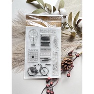 R No. 3 Digital Grid Hot Air Balloon Bicycle Transparent Seal Silicone Crystal Handbook Background B