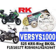 RK Sprocket Set Kawasaki Versys 1000 RK 525 KRX X-Ring Black / Gold Chain F15-17T R39T-44T RK525 Xri