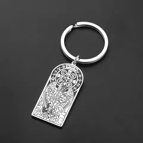 Saint Michael Archangel Keychain St Benedict Medal Protection Key Ring Catholic Religious Amulet Sta