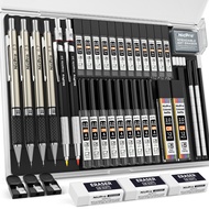 Nicpro 6 PCS Art Metal Mechanical Pencils Set in 0.5, 0.7, 0.9, 2.0mm with case,  (4B 2B HB 2H 4H) D
