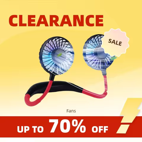 Clearance_USB Portable Fan Cold Fan Hands Free Neck Fan Hanging Rechargeable Mini Sports Fan 3-Speed