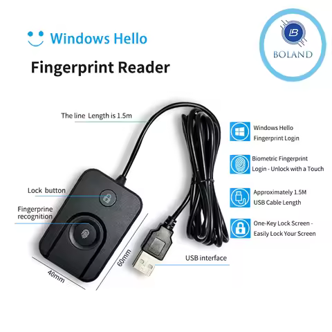 Windows Hello 10 11Biometric Fingerprint Login USB Reader Scanner Module Device Biometrics for Secur