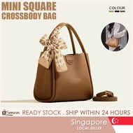 [SG SELLER] Mini Square Crossbody Bag for Women | PU Leather Fashion Gift | Free Scarf Included
