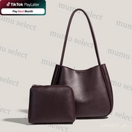 [High-End Mumu]3074 Japanese Simple 2in1 Leather Woman Shoulder Bag Tote Bags For Women