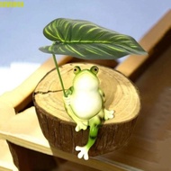 SEVENON Garden Frog Statue, Resin with Leaf Frog Figurine, Cartoon Creative 3D Landscape Decoration 