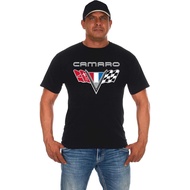 Men's cotton T-shirt JH Design Men's Chevy Camaro T-Shirt Short Sleeve Black Crew Neck Shirt Fast Sh