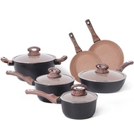 Ecowin Coco series ชุดหม้อเคลือบ ไม่ติดกระทะ หม้อนม ฝาสีฟ้า สําหรับเตาแก๊สทุกรุ่น 6 ชิ้น