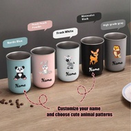 1pc Customized Stainless Steel U-Shaped Toothbrush Cup, Cute Student Water Cup, 300ml/10oz Toothbrus