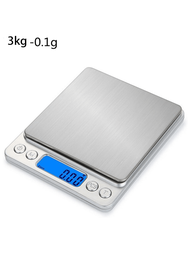 1入組3kg-0.1g不銹鋼廚房秤,多功能電子計量,高精度0.01g,適用於食物烹飪烘焙