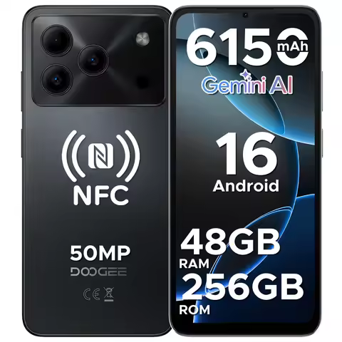 DOOGEE Note56 Plus Smart Phone Android 16 Cell Phone 6.56'' HD+ 90Hz Display 48GB+256GB 6150mAh Larg