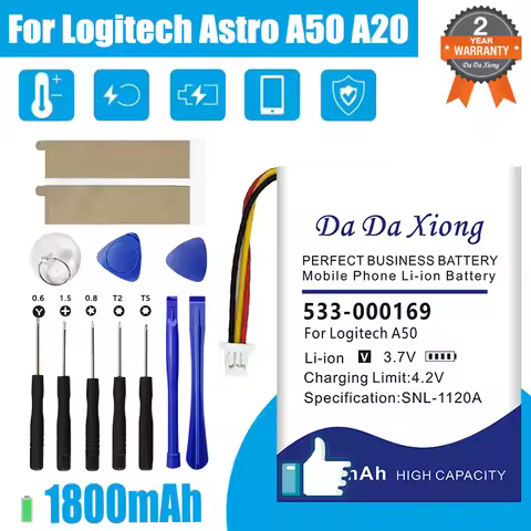 Replaces Upgraded 1500mAh 533-000191 533-000169 Battery For Logitech Astro A50 A20 +Tools