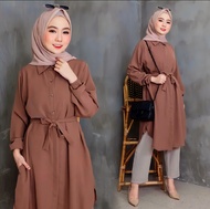 TUNIK WANITA JUMBO REMPEL BAWAH TERBARU LENGAN PANJANG POLOS BAHAN KATUN SHAKILA