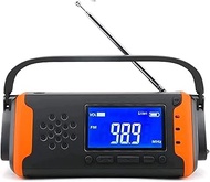 GeRRiT Emergency Crank Radio，4000mAh-Solar Hand Crank Portable AM/FM/NOAA Weather Radio with 1W Flashlight，Cell Phone Charger, SOS for Home and Emergency