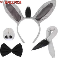 BALLYKA 4PCS Donkey Costume Set, Bow Tie Tail Nose Donkey Headband, Fashion Funny Animal Donkey Ears