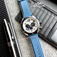 [Original] Balmer 8810G SS-51 Chronograph Sapphire Men's Watch with Silver Dial Blue Silicon Strap