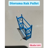 Diorama Ral Pallet Scale 1:64 - Diorama Accessories Pallet Rack - Hotwheels Accessories