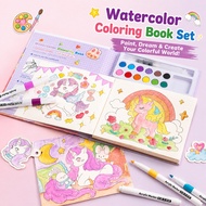 Kids Drawing Book Watercolor Set Doodle Drawing Book 12 Colors Buku Mewarna Kanak Kanak