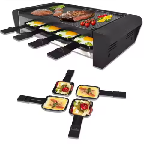 1/8Pcs Mini Raclette Grill Pans Handle Cheese Melt Pan Non-Stick Carbon Steel BBQ Cooking Pans Eggs 