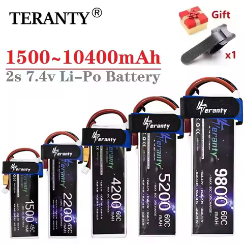 2S Lipo Battery 7.4v 1500mah 1800mah 2200mah 3300mah 4200mah 5200mah 6500mah 7200mah 10400mah JST/XT