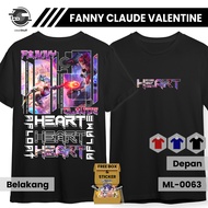 Kaos MLBB FANNY CLAUDE SKIN VALENTINE Mobile Legends Distro ML Lengan Pendek Hitam Combed 24s