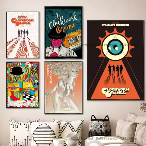 1pc Classic Movie A Clockwork Orange Poster Self-adhesive Art Waterproof Paper Sticker Coffee House 