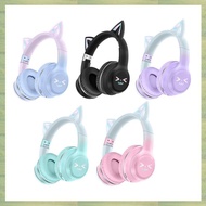 Wireless Headphones RGB Cute Cats Girls Kid Headset with Microphone Music Gaming Headsets Control Li