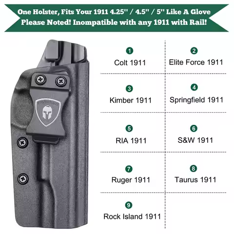 1911 Holsters Fit Colt/Kimber/Springfield/S&W/Ruger/Taurus/Rock Island and More 1911 Pistol No Rail