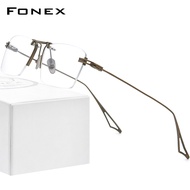 FONEX กรอบแว่นตาไททาเนียมผู้ชาย2023ใหม่สี่เหลี่ยมไม่มีขอบแว่นตากรอบแว่นตาออฟติคอล Act-Six