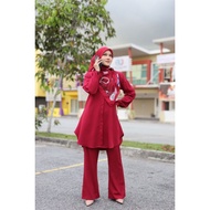 SUIT STELLA by THEAZA zip vaksin bf wuduk menyusu friendly poket labuh Plus size muslimah baju seluar set murah