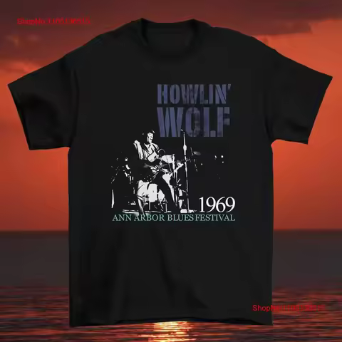 Ann Arbor Blues Festival Howlin Wolf T Shirt Classic Black S 2345XL 1G0154 vintage Washed Stylish de