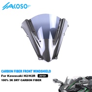 AKOSO Full 3K Dry Carbon Fiber Motorcycle Front Wind Deflectors Windshield Windscreen For Kawasaki N