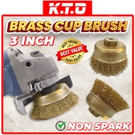 3 Inch Heavy Duty 100% Non Spark Brass Cup Brush Full Copper ( M10 x 1.5 Thread ) Grinding Wheel / B