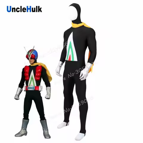 Showa Rider Riderman Zentai Suit -with Faux Leather Gloves and Scarf | UncleHulk
