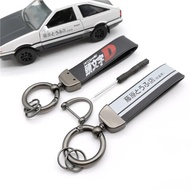 Anime Creative PU Leather Initial D Metal Keychain Pendant Key Rings Key Holder AE86 Keychain gift