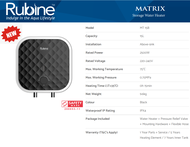 Rubine Matrix 15L Storage Water Heater Black MT15B (5yr warranty)