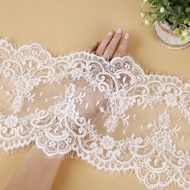 3Yards French Alencon Lace Fabric Floral Embroidery Trim for Wedding Veils Shrug 22cm wide